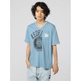 切替カレッジ Vネック半袖ルーズTシャツ | TAKA-Q MEN | 詳細画像1 