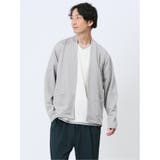 03ライトグレー | メランジジャガード ボタンレスカーディガン | TAKA-Q MEN