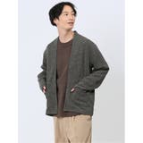 05黒 | メランジジャガード ボタンレスカーディガン | TAKA-Q MEN