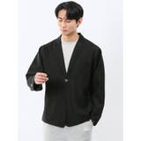 05黒 | ストレッチ デニムジャージ 1ボタン ジャケット | TAKA-Q MEN