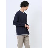 ダイアゴナル フェイクVネック長袖Tシャツ | TAKA-Q MEN | 詳細画像14 