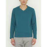 ふくれジャガード ケーブル柄 Vネック長袖Ｔシャツ | TAKA-Q MEN | 詳細画像15 