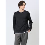 75紺 | マイクロヘリンボンジャガード クルーネック長袖Tシャツ | TAKA-Q MEN