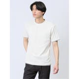 01白 | リンクス千鳥 フェイククルーネック半袖Tシャツ | TAKA-Q MEN