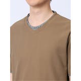 リンクス縦柄 フェイクVネック半袖Tシャツ | TAKA-Q MEN | 詳細画像30 