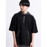 ポンチ配色切替ベルト使い半袖BIGパーカー | TAKA-Q MEN | 詳細画像2 