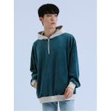 50緑 | ベロアハーフZIP プルパーカー | TAKA-Q MEN