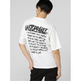 01白 | 英字ロゴ クルーネック ルーズ半袖Tシャツ | TAKA-Q MEN