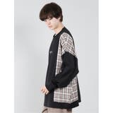 チェック切替 クルーネック 長袖ルーズTシャツ | TAKA-Q MEN | 詳細画像13