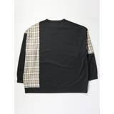 チェック切替 クルーネック 長袖ルーズTシャツ | TAKA-Q MEN | 詳細画像15