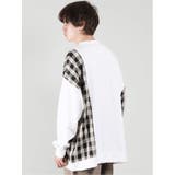 チェック切替 クルーネック 長袖ルーズTシャツ | TAKA-Q MEN | 詳細画像3