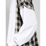 チェック切替 クルーネック 長袖ルーズTシャツ | TAKA-Q MEN | 詳細画像4