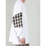 チェック切替 クルーネック 長袖ルーズTシャツ | TAKA-Q MEN | 詳細画像5