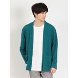 65ダークグリーン | 鹿の子カーディガン&長袖Tシャツ アンサンブル | TAKA-Q MEN