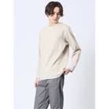 33ベージュ | ストレッチ フェイクキーネック長袖Tシャツ | TAKA-Q MEN