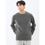 06グレー | ストレッチ モールジャガード クルーネック長袖Tシャツ | TAKA-Q MEN
