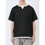 ふくれジャガード フェイクキーネック半袖Tシャツ | TAKA-Q MEN | 詳細画像6 