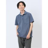 70青 | リップルボーダー 半袖ポロシャツ | TAKA-Q MEN