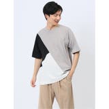 04グレー | 斜め切替 クルーネック半袖Tシャツ | TAKA-Q MEN