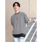 07白黒 | フェイクレイヤード クルーネック半袖BIGＴシャツ | TAKA-Q MEN
