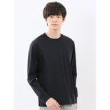 75紺 | 【DRESS T-SHIRT】シルケットスムス スロープネック 長袖Tシャツ | TAKA-Q MEN