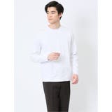 01白 | 【DRESS T-SHIRT】綿ストレッチ モックネック長袖Tシャツ | TAKA-Q MEN