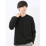 05黒 | 千鳥ジャガード クルーネック長袖Tシャツ | TAKA-Q MEN