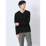 05黒 | ストレッチ ダブルフェイス Vネックニットソー | TAKA-Q MEN