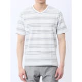 メッシュボーダー Vネック半袖Tシャツ | TAKA-Q MEN | 詳細画像17