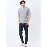 メッシュ かすれプリント Vネック半袖Tシャツ | TAKA-Q MEN | 詳細画像15 