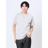 メランジジャージー フェイクキーネック半袖Tシャツ | TAKA-Q MEN | 詳細画像1