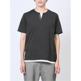 メランジジャージー フェイクキーネック半袖Tシャツ | TAKA-Q MEN | 詳細画像15