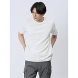 01白 | ふくれチェック クルーネック半袖Ｔシャツ | TAKA-Q MEN