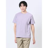 80パープル | ふくれチェック クルーネック半袖Ｔシャツ | TAKA-Q MEN