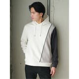 02アイボリー | SOFT CUSHION 切替長袖プルパーカー | TAKA-Q MEN