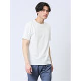 01白 | ふくれチェック クルーネック半袖Ｔシャツ | TAKA-Q MEN