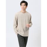 02アイボリー | ジャガードモール クルーネック長袖Tシャツ | TAKA-Q MEN