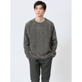 06グレー | ジャガードモール クルーネック長袖Tシャツ | TAKA-Q MEN