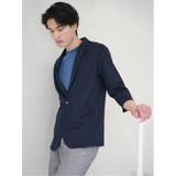 75紺 | 吸水速乾 グレンチェック 1ボタン7分袖ジャケット | TAKA-Q MEN