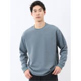 73サックス | ブロックジャガード クルーネック長袖Tシャツ | TAKA-Q MEN