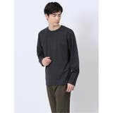 06グレー | ふくれチェックジャガード クルーネック長袖Tシャツ | TAKA-Q MEN