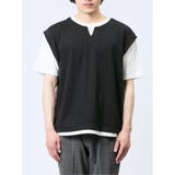 さまになる フェイクレイヤード キーネック半袖Tシャツ | TAKA-Q MEN | 詳細画像5