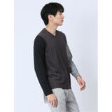 リンクスジャガード千鳥 Vネック長袖Tシャツ | TAKA-Q MEN | 詳細画像4 