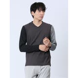 96モノトーン | リンクスジャガード千鳥 Vネック長袖Tシャツ | TAKA-Q MEN
