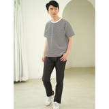 リップルマイクロボーダー クルーネック半袖Tシャツ | TAKA-Q MEN | 詳細画像3 