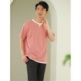 さまになる フェイクレイヤード キーネック半袖Tシャツ | TAKA-Q MEN | 詳細画像1 