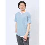 53モスグリーン | さまになる フェイクレイヤード キーネック半袖Tシャツ | TAKA-Q MEN