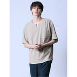 33ベージュ | KAITEKI+ キーネック半袖Tシャツ&タンクトップ アンサンブル | TAKA-Q MEN