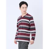 ランダムボーダー フェイクVネック長袖Tシャツ | TAKA-Q MEN | 詳細画像2 