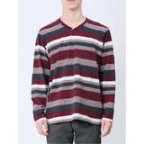 ランダムボーダー フェイクVネック長袖Tシャツ | TAKA-Q MEN | 詳細画像5 